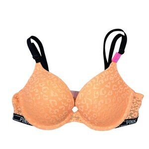 Victoria’s Secret Pink Size 32B Bra Push-up Orange Cheetah Print